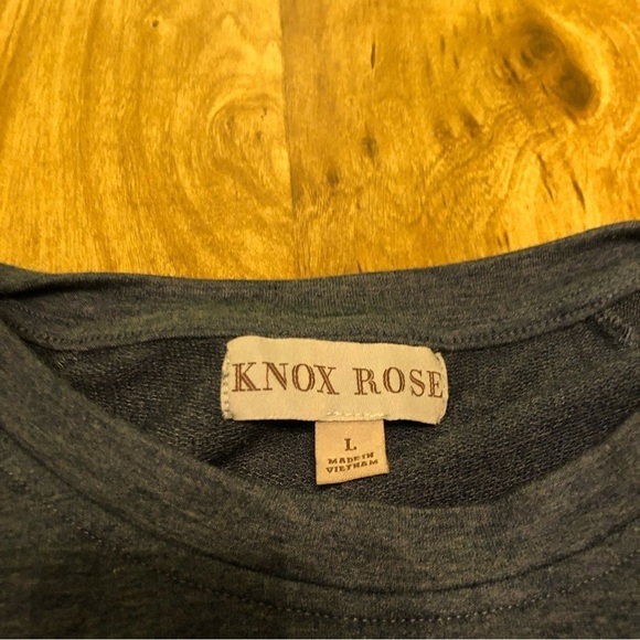 Knox Rose Grey Blue Geometric Pullover Sweater Wide Cuffed Sleeve Womens Large - Picture 6 of 7